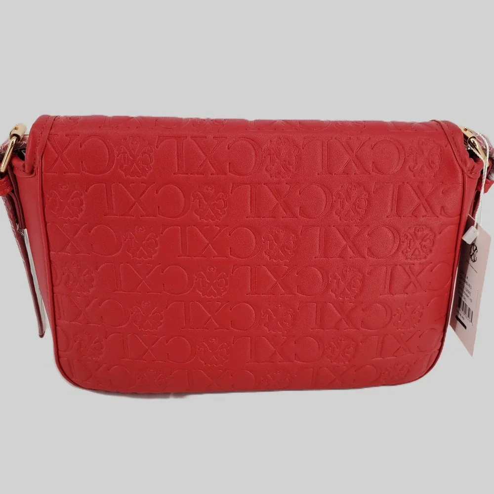 CXL by Christian Lacroix Clara Embossed Logo Red Shoulder Bag‎ Purse Adjustable